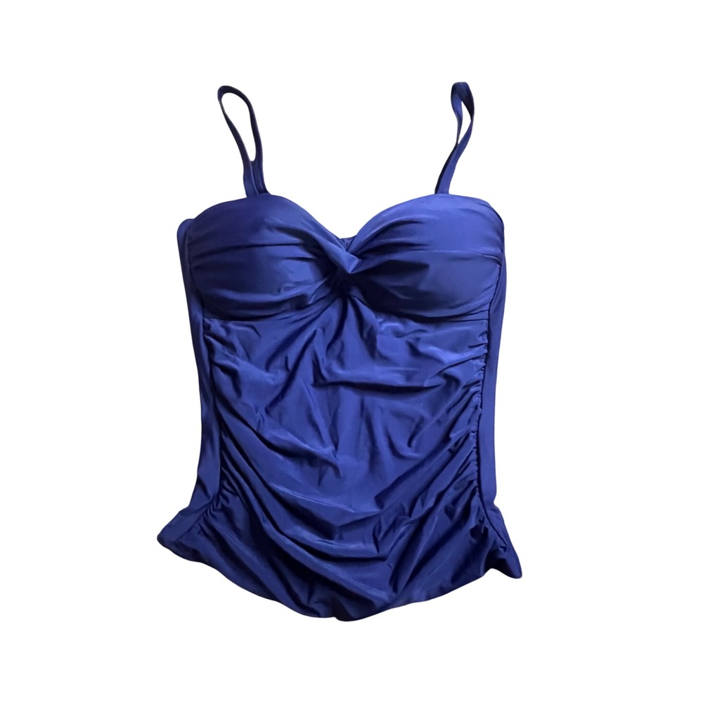 Relleciga Navy Blue Ruched Twist Front Tankini Top RU3211-605 L